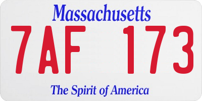 MA license plate 7AF173