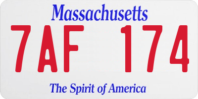 MA license plate 7AF174