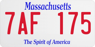 MA license plate 7AF175