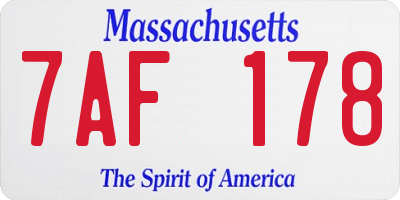 MA license plate 7AF178