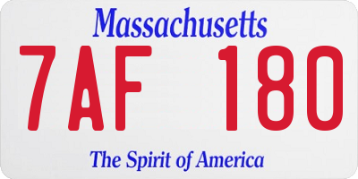 MA license plate 7AF180