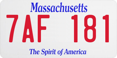 MA license plate 7AF181