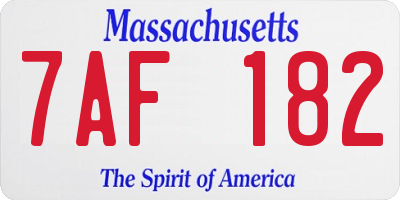 MA license plate 7AF182