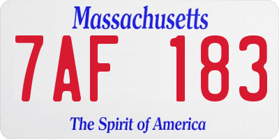 MA license plate 7AF183