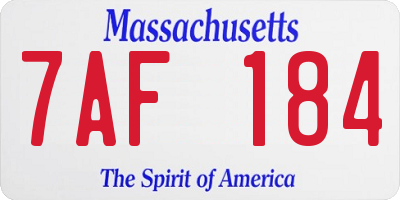 MA license plate 7AF184