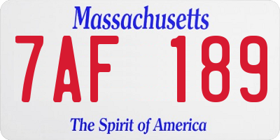 MA license plate 7AF189