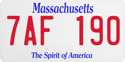 MA license plate 7AF190