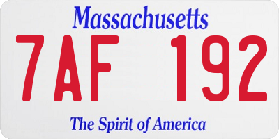 MA license plate 7AF192