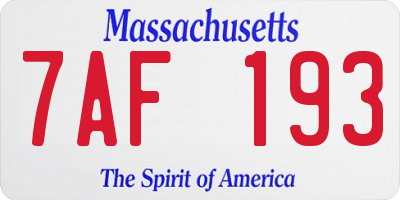 MA license plate 7AF193
