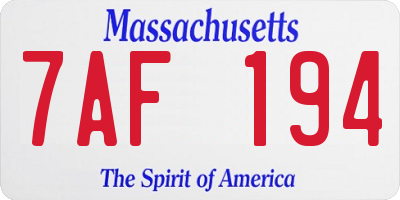 MA license plate 7AF194