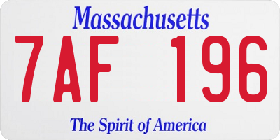 MA license plate 7AF196