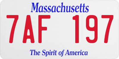 MA license plate 7AF197