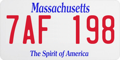 MA license plate 7AF198