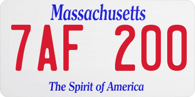 MA license plate 7AF200