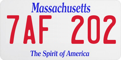 MA license plate 7AF202