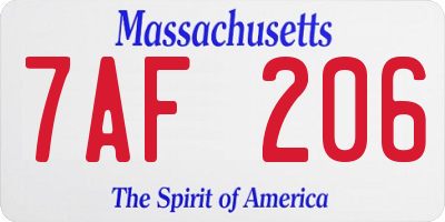 MA license plate 7AF206
