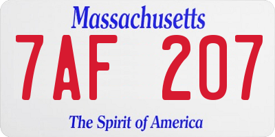 MA license plate 7AF207