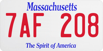 MA license plate 7AF208
