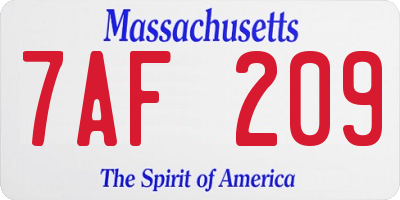 MA license plate 7AF209