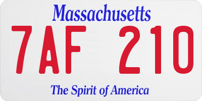 MA license plate 7AF210