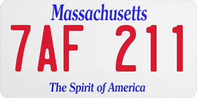 MA license plate 7AF211