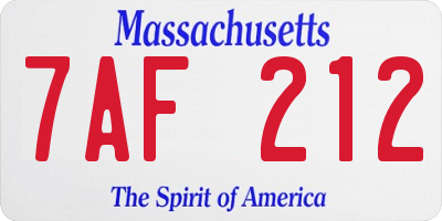 MA license plate 7AF212