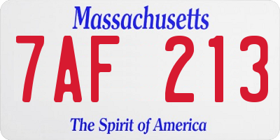 MA license plate 7AF213