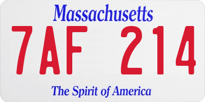 MA license plate 7AF214