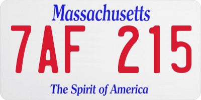 MA license plate 7AF215