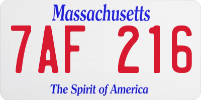 MA license plate 7AF216