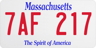 MA license plate 7AF217