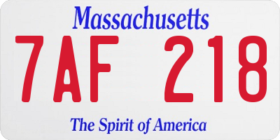 MA license plate 7AF218