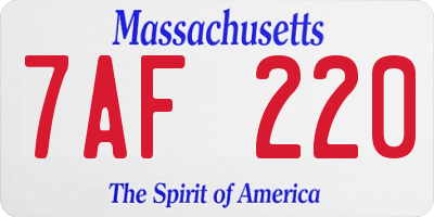 MA license plate 7AF220