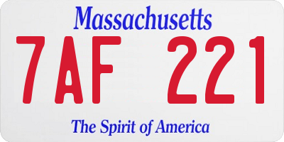 MA license plate 7AF221