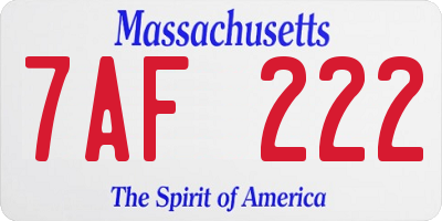 MA license plate 7AF222