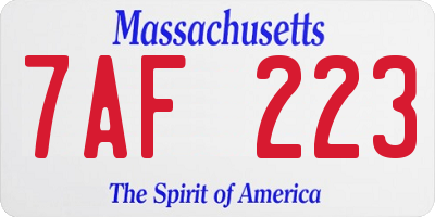 MA license plate 7AF223