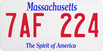 MA license plate 7AF224