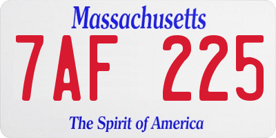 MA license plate 7AF225