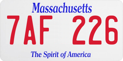 MA license plate 7AF226