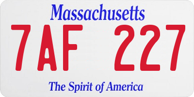 MA license plate 7AF227