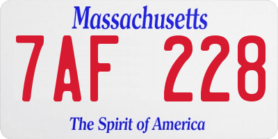 MA license plate 7AF228