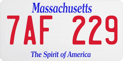 MA license plate 7AF229