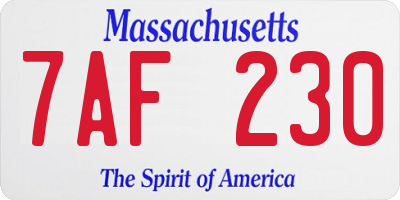 MA license plate 7AF230