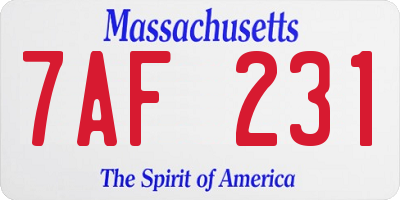 MA license plate 7AF231