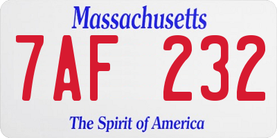 MA license plate 7AF232