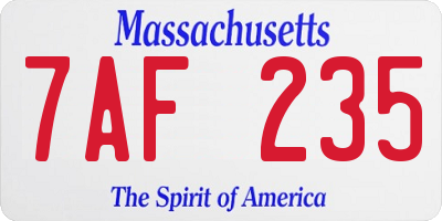 MA license plate 7AF235