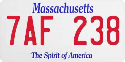 MA license plate 7AF238