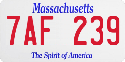 MA license plate 7AF239