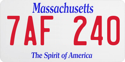 MA license plate 7AF240