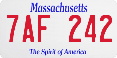 MA license plate 7AF242